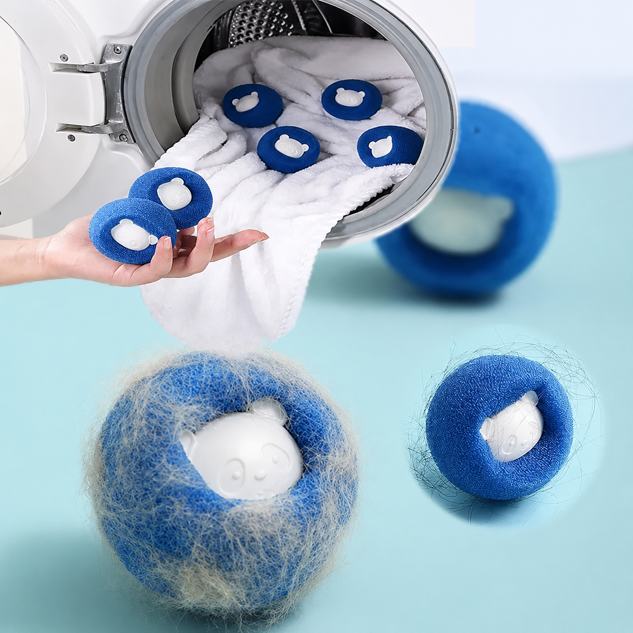 Boule attrape-poils pour lave-linge